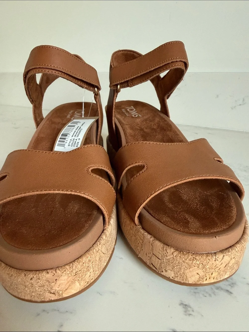 Toms Alana Open Toe Wedge Sandals Color Brown Womens size 9 NWT
